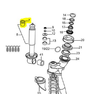 Gummi Stoßdämpfer vorne oben APE50,P,MP,Classic Diesel 400,Calessino