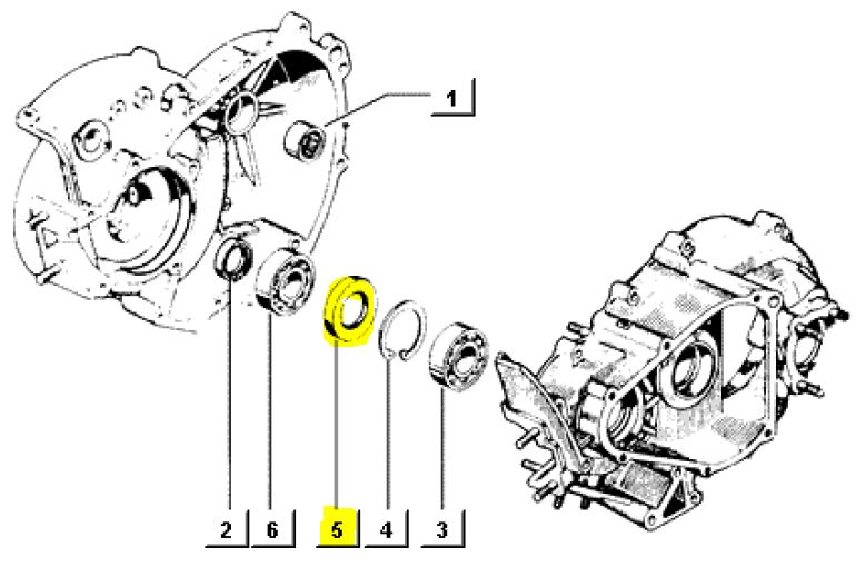 Kurbelwellen- Simmerring Kupplungsseite APE50